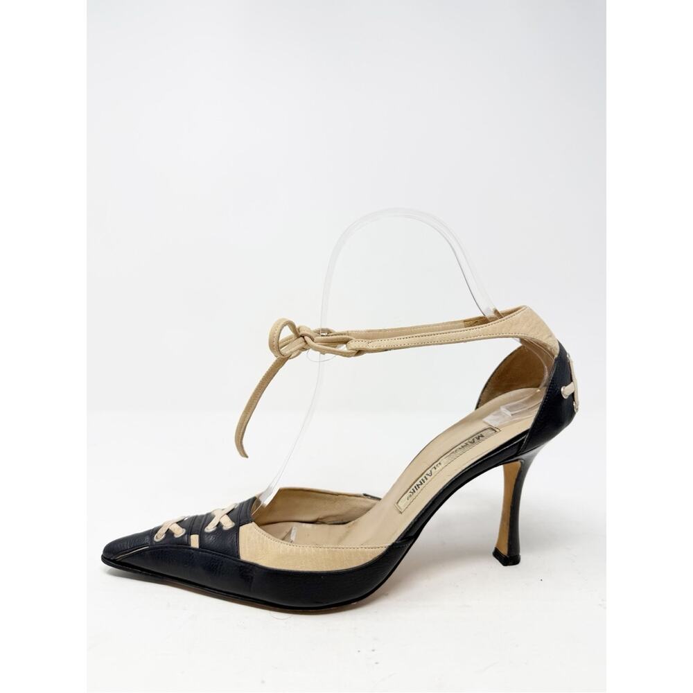 Manolo Blahnik Vintage Lace Up Pointed Toe Heels Womens Size EU 36.5 - Picture 6 of 12